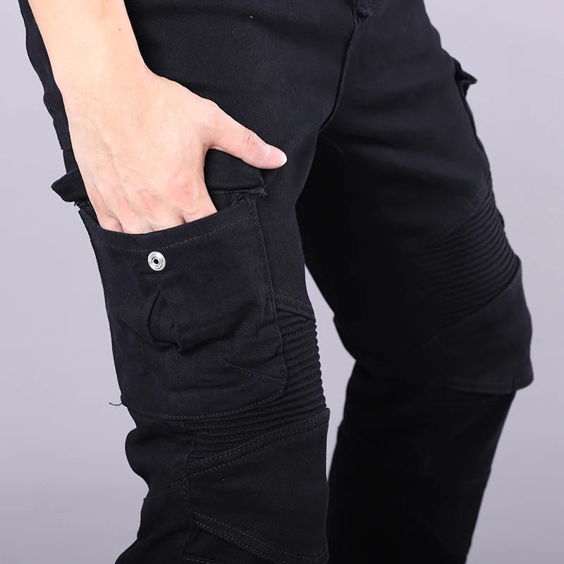 New Motorcycle Riding Pants Outdoor Men Women Leisure Elastic Moto Jeans Motorbike Trousers With Knee Hip Pads Protective Gear