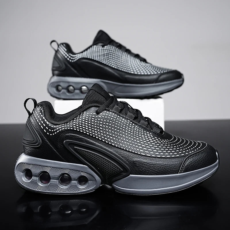 Mens Running Shoes Trendy PU Leather Luxury Design Cosy Cushioning Sneakers Breathable Street Fashion Fitness Training Shoes