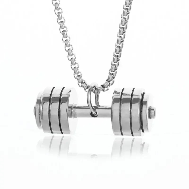 Stainless Steel Barbell Dumbbell Pendant Men\\'s Fitness Bodybuilding Necklace Women\\'s Gym Casual Sports Jewelry