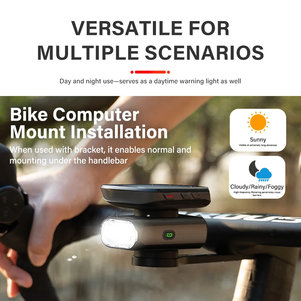 TOWILD BL900 Dual Mounted Bicycle Lights With Focus/Flood Beam 1100LM Rechargeable Bike Light Daytime Safety Night illumination