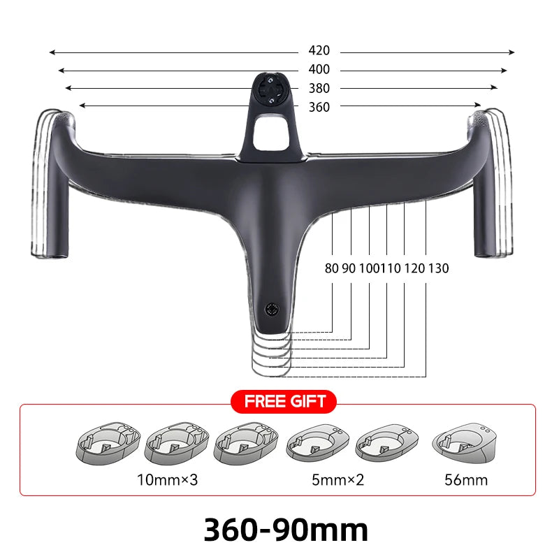 THE ONE ULTRA aero carbon Integrated hamdlebar Hidden Trace Road Bicycle Handlebar 380/400/420 28.6mm Racing  Bike
