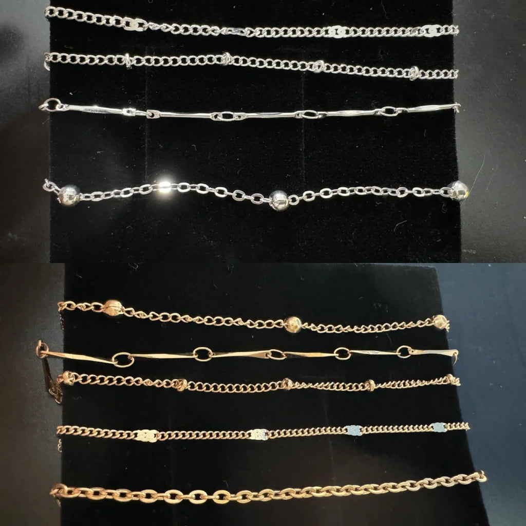 5 Pcs /set Silver plated Stainless Steel Anklet for women men Summer Beach Bracelet Accessories Jewelry Valentine's Day Gift