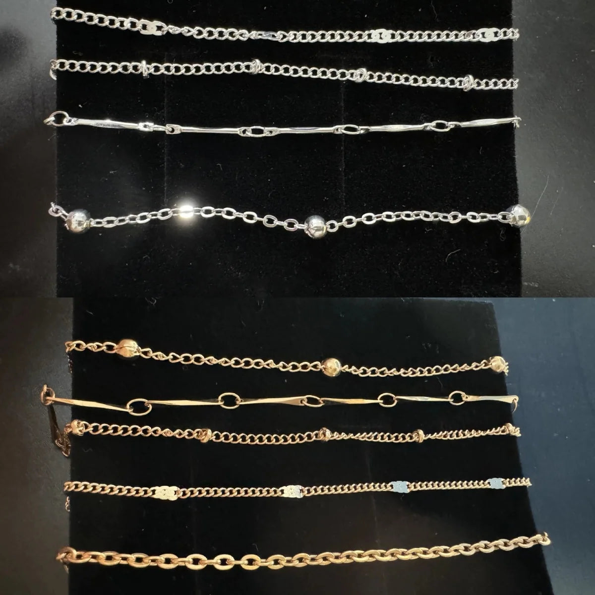 5 Pcs /set Silver plated Stainless Steel Anklet for women men Summer Beach Bracelet Accessories Jewelry Valentine's Day Gift