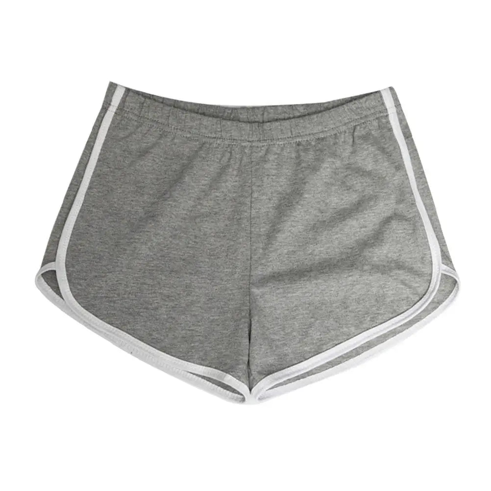 Cotton Women Yoga Shorts Summer Casual Breathable Elastic Waist Running Fitness Sports Beach Shorts Quick-Drying Gym Pants Grey