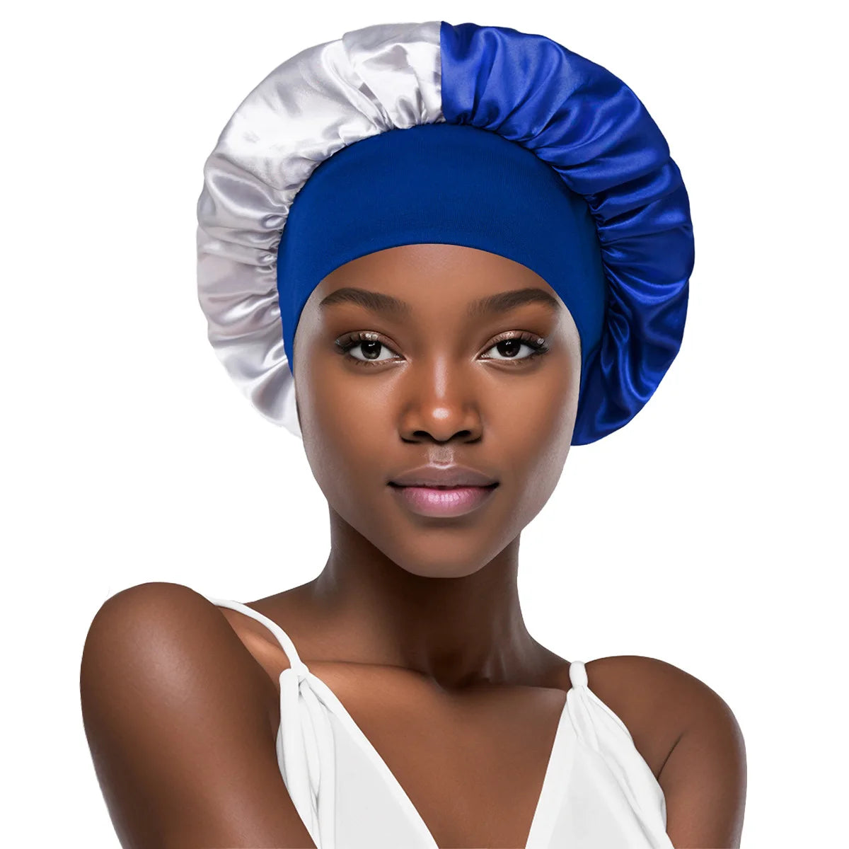 Women Wide Edge Satin Bonnet Sleeping Hat Double Colors Round Shower Caps Unisex Cap Apparel Accessories