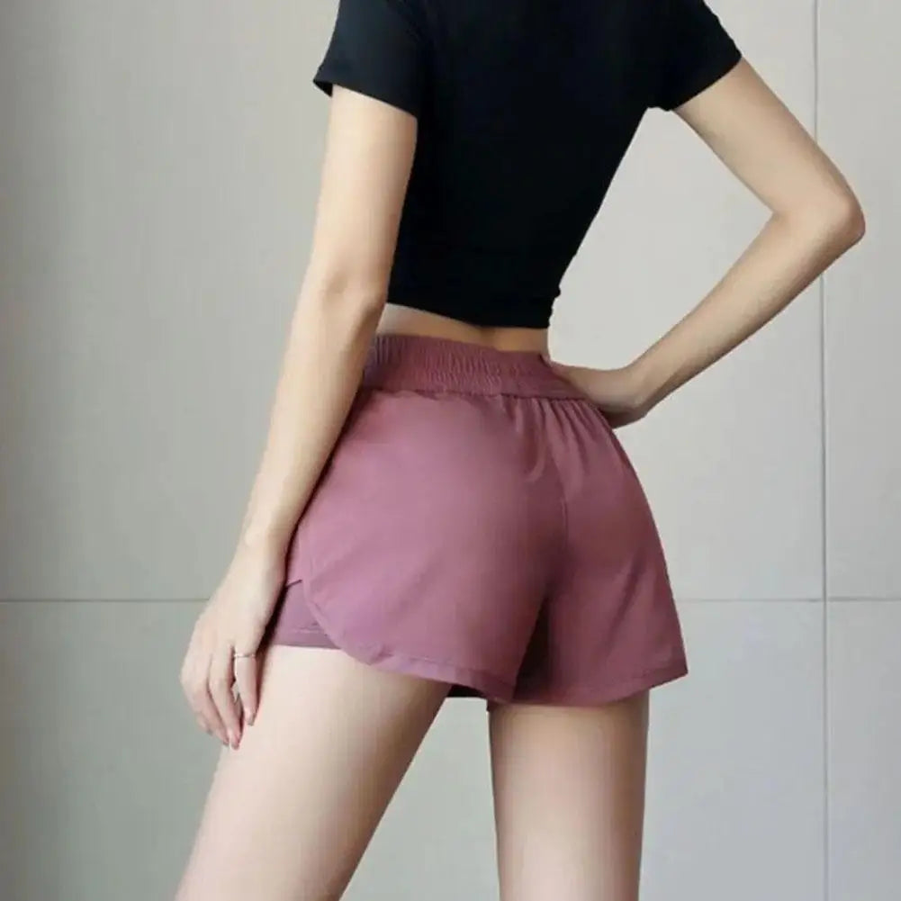 New Gym Sport Shorts Casual Outdoor Running Quick Dry Pants High Short Waist Two Training Pieces Elastic Women Shorts Short J7J7
