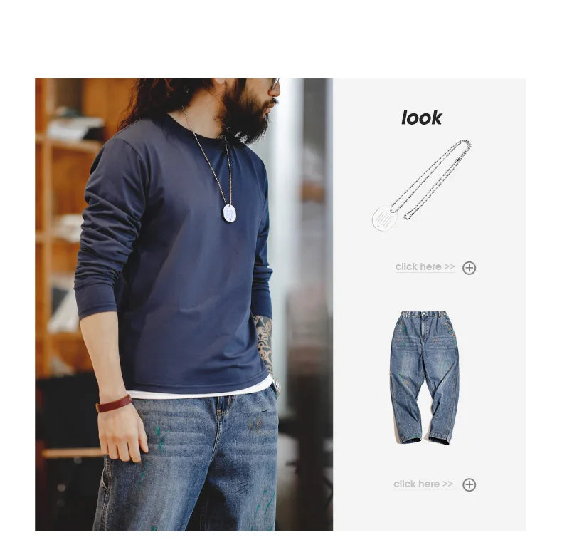 Maden New Casual Sorona Cool Long-sleeved T-shirt Quick-drying Antibacterial Round Neck Top for Men's Spring And Autumn