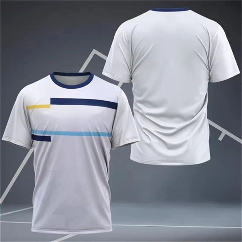 Simple Geometric Patterns Badminton T Shirts For Men Summer Fashion Short Sleeve 3D Printed T-shirt Casual Oversized Sports Tees