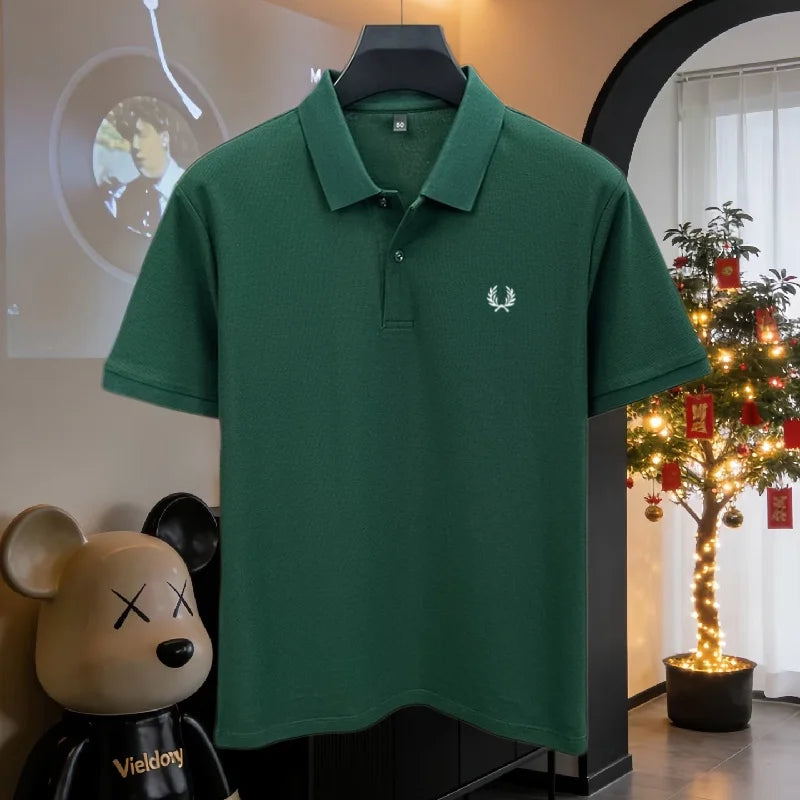 100% pure cotton 2026high-end brand men's short sleeve polo shirt summer fashion luxury wheat embroidery golf top casual T-shirt