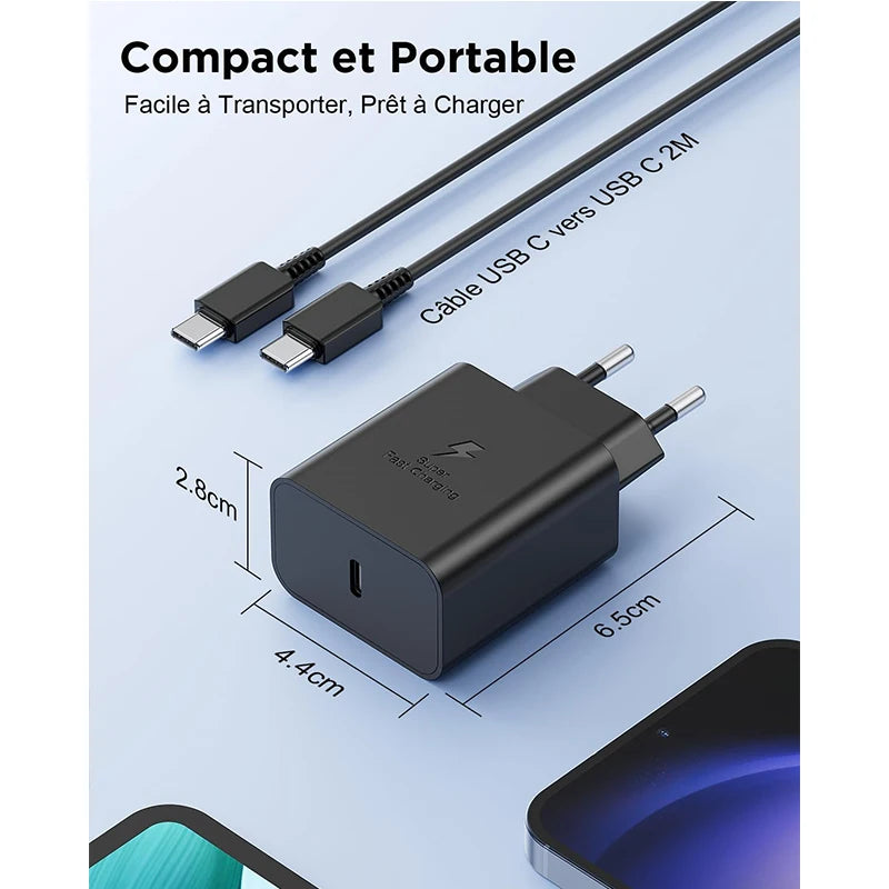 Original Samsung 45W Charger Fast Charging Type C PD Cargador Galaxy S26 S25 Ultra 24 Plus S23 S22 A56 Tab S11 For iPhone Google