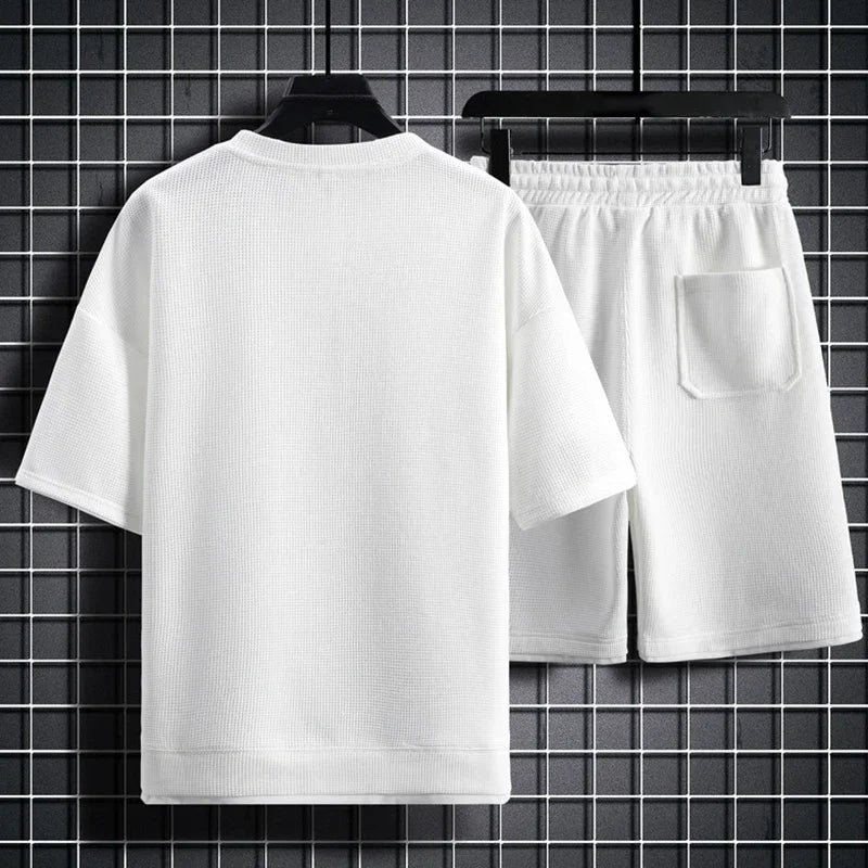 Customized Printed T-shirt Short Pants 2-Piece Suit Men Summer Fashion Short Sleeve Tracksuit Set Shorts Streetwear Tee Tops