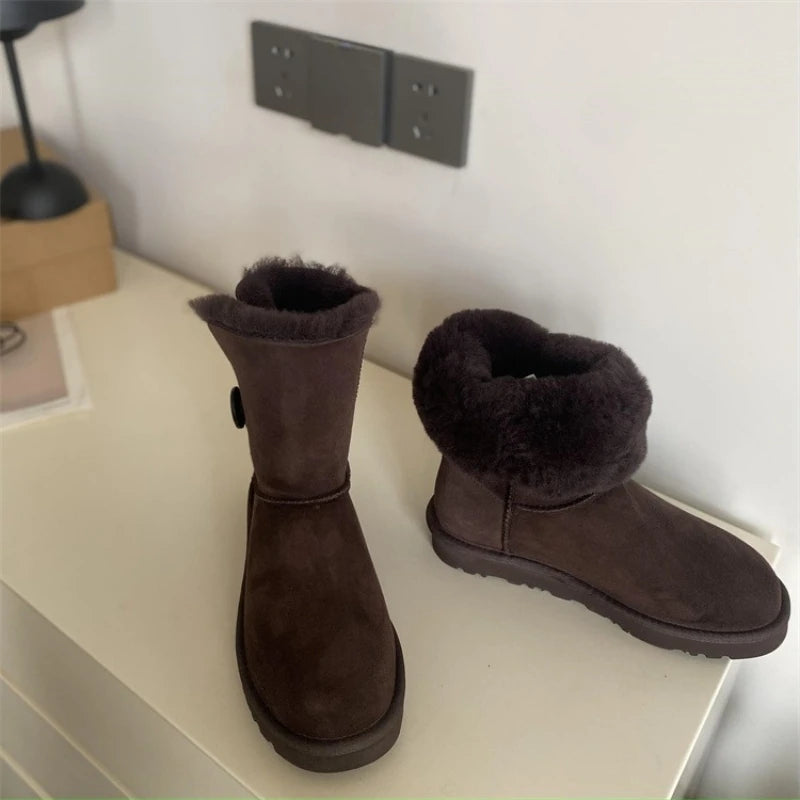 2026 New Design Winter Boots Women Super Mini Real Sheepskin Wool Comfort Warm Natural Fur Shoe Man Classic Snow Boot Size 35-44