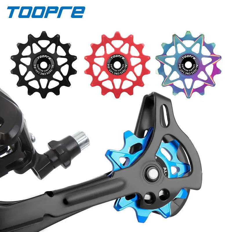 TOOPRE Bicycle Derailleur Jockey Wheels 10/12/14/16T Aluminum Ceramic Bearing Positive Negative Teeth Pulley Hollow Lightweight