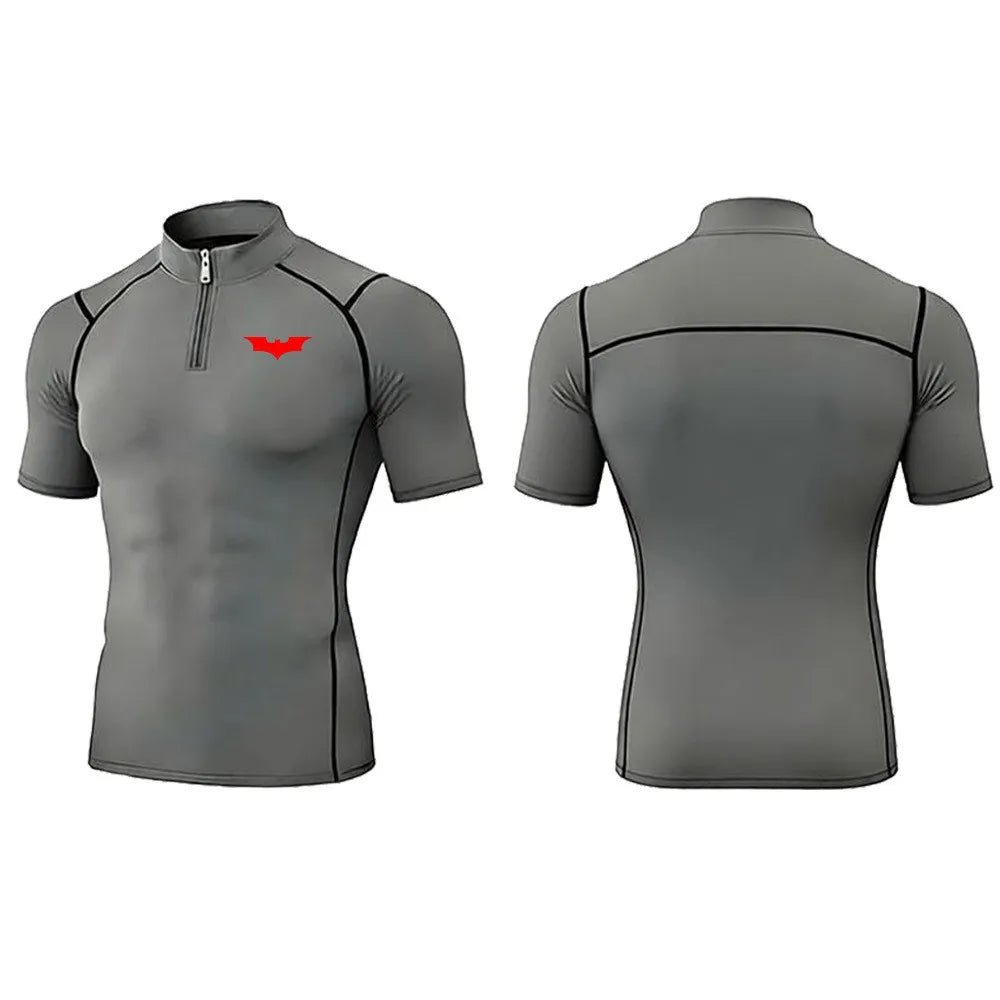 2025 Men's Bat Print Compression Shirt Quick Dry T-Shirt Gym Running Jersey Breathable Short Sleeve S-3XL