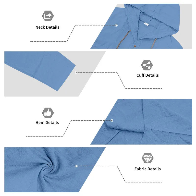 Men's Linen Long-Sleeved Shirt And Pants Set Breathable Outdoor Leisure Hiking Beach Sports Clothing for Spring Summer Autumn