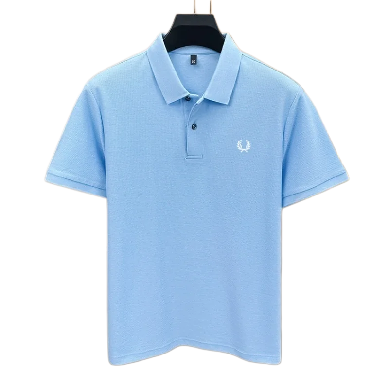 100% pure cotton 2026high-end brand men's short sleeve polo shirt summer fashion luxury wheat embroidery golf top casual T-shirt