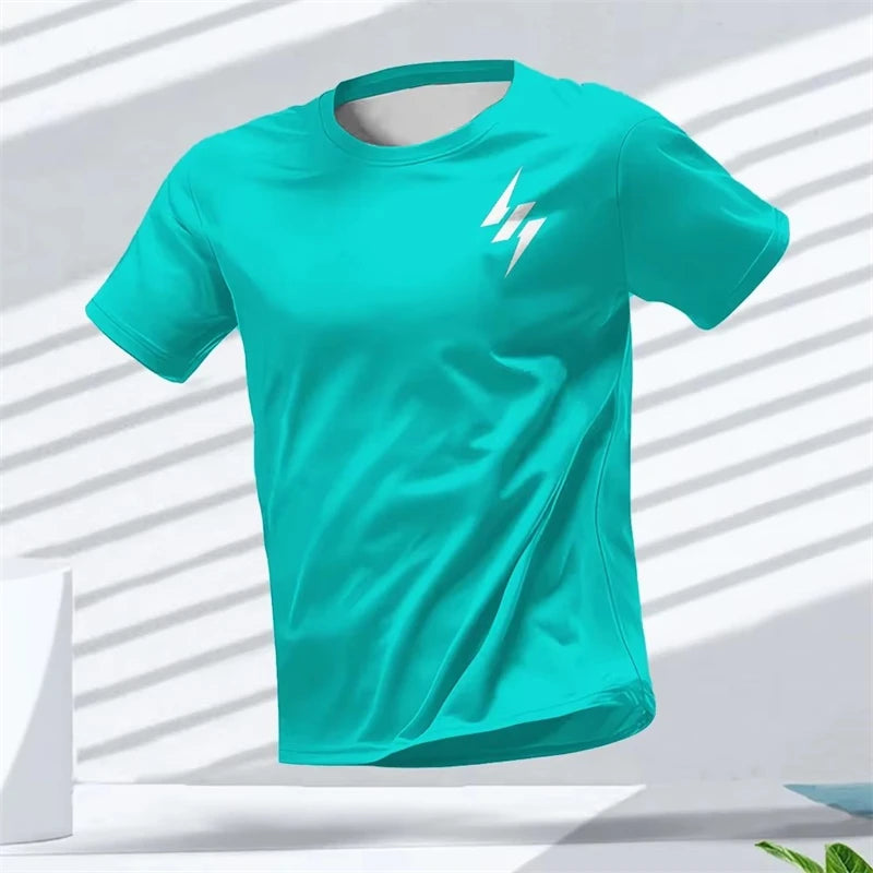 Simple Fashion Quick Dry Sports T Shirts Summer Casual Short Sleeve 3D Printed T-shirts Loose Breathable Fitness Running Tees