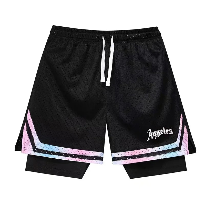 Fake Two Basketball Shorts Loose American Anti-light Men Women Ball Pants Summer Quasi-training Running Sports Five-point Pants