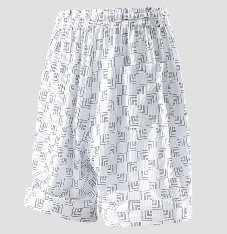 Men's Printed Cargo Shorts Summer Ice Silk Casual Loose Plus-Size 7XL 8XL Shorts Outdoor Gym Running Sports Five-Point Shorts