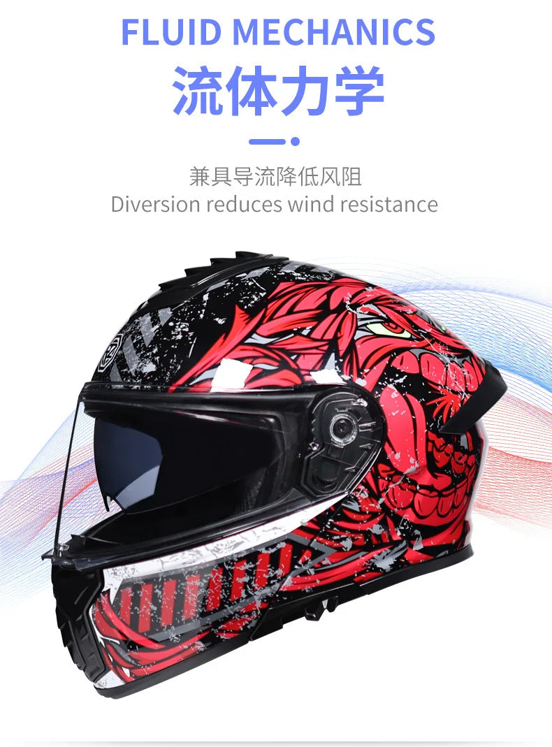 Orz-958 Motorcycle Helmet, Men's and Women's Open Face Helmet, Summer Dual Mirror Large Tail, Semi Fully Covered All Season