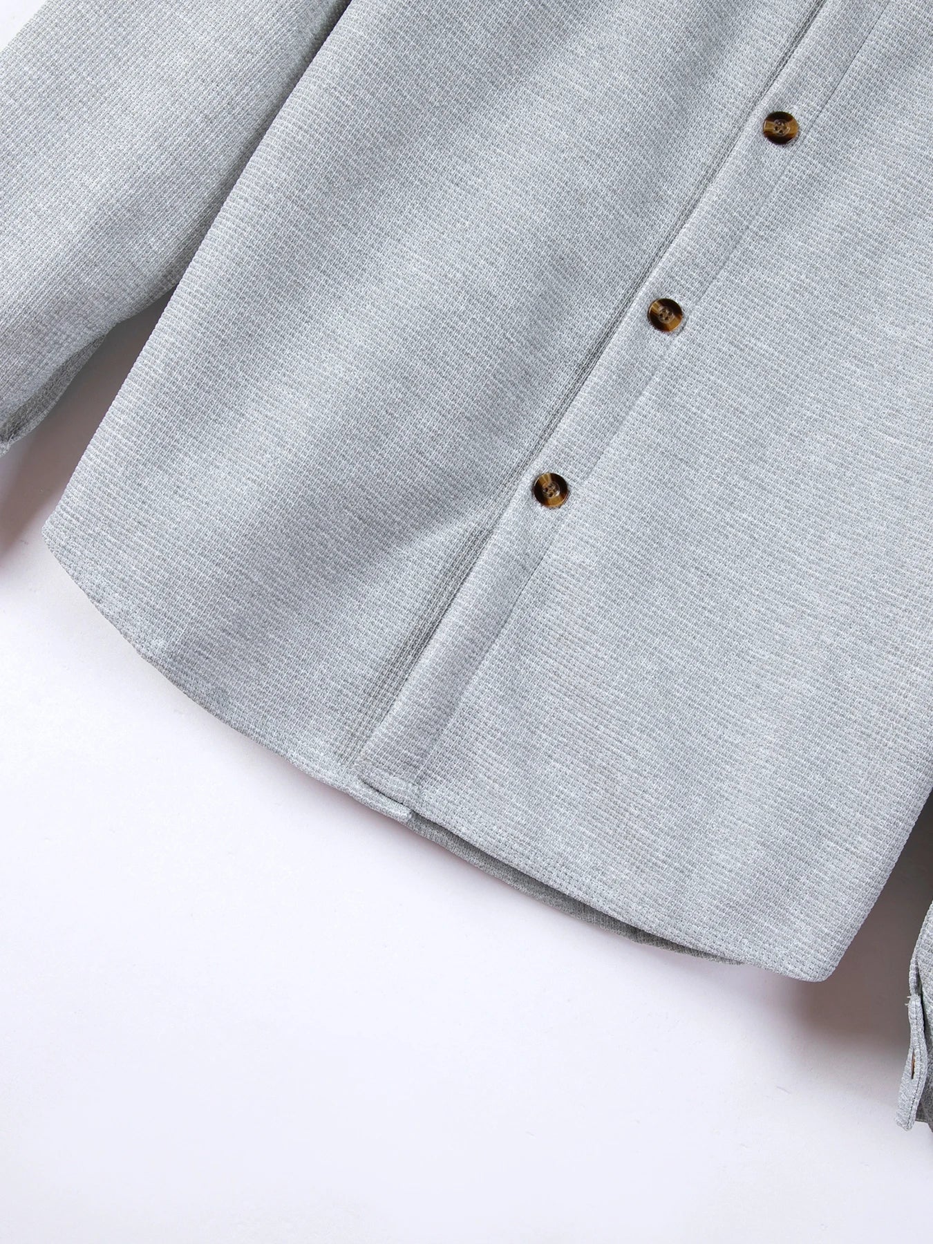 Men's Waffle Knit Button Down Shirt - Casual Long Sleeve Turn Down Collar Chest Pocket Work Shirt