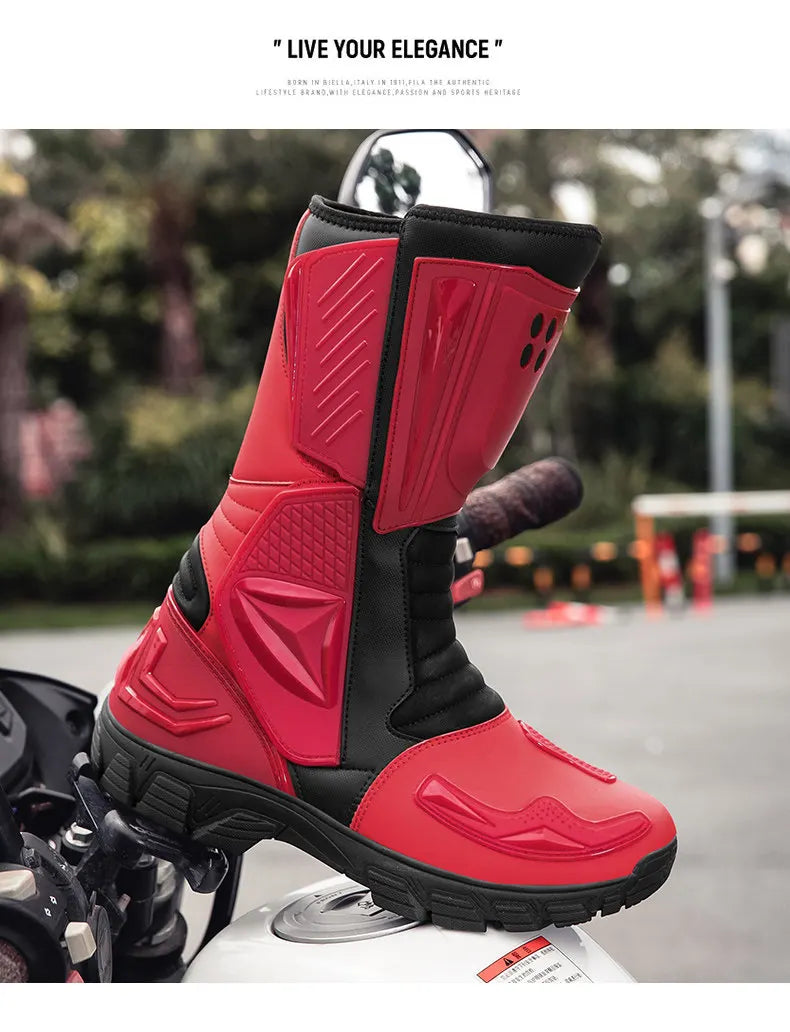 Moto Boots Motorcycle Breathable Off-road Men Women Leather Waterproof Pull Boots 47 Locomotive Equipment Summer Cycling Shoes