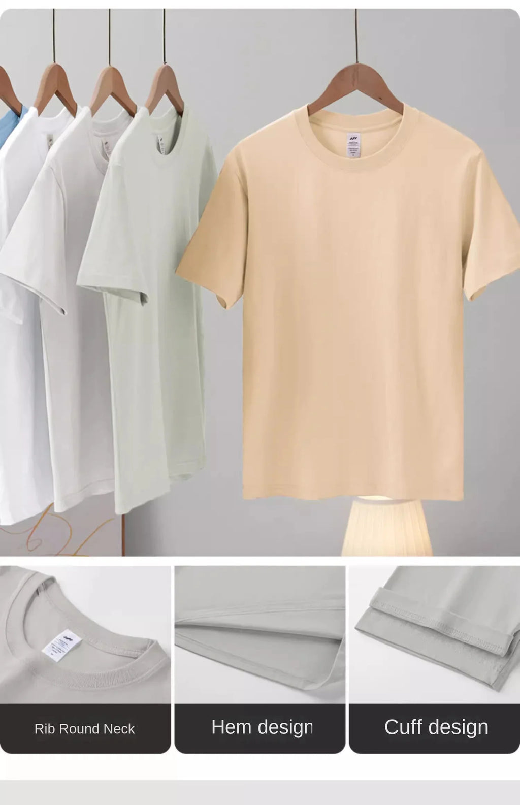 100% cotton heavy t-shirt summer solid color 230 g men's white casual all-match round neck fall shoulder short sleeve
