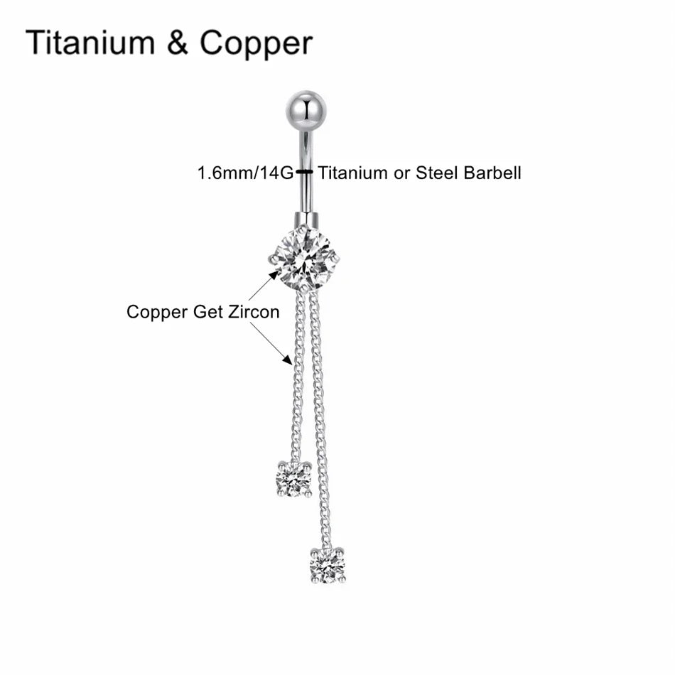 14G Surgical Titanium Dangle Belly Button Rings for Women Belly Ring Dangling Navel Piercing Jewelry with Heart Flower Butterfly