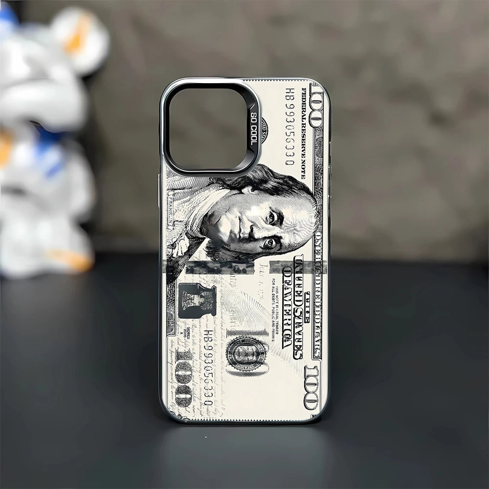 Cool 100 Dollar Bank Note Phone Case For IPhone 16 PRO 15 14 13 12 11 Promax Xr Xs 7 8 Plus SE Minimalism Shockproof Cover