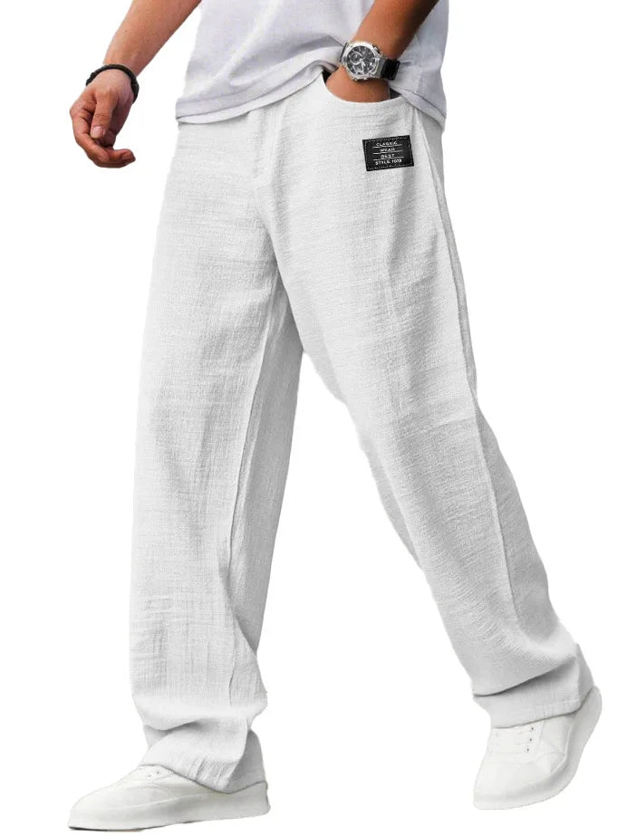 2026 Vintage Men's Loose Straight Pants Casual Breathable Badge Streetwear Trousers Fashion Daily Sports Jogger Pants For Men