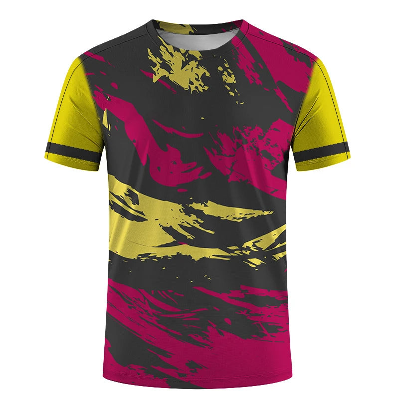 Simple Geometric Patterns Fitness T Shirts For Men Summer Casual Short Sleeve 3D Printed T-shirts Loose Quick Dry Gym Tees Tops