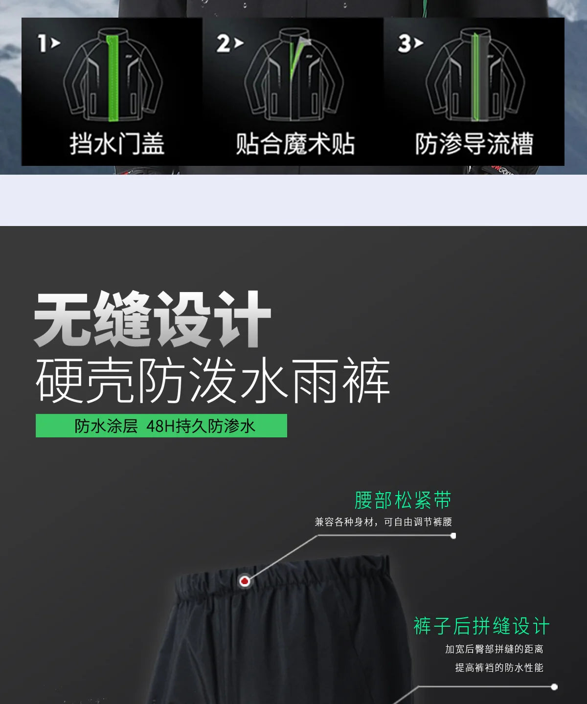 1 set Men's Motorcycle Riding Suit Raincoat Set Full Body Waterproof Outdoor Wear Adult Separate Delivery Rider Special Use