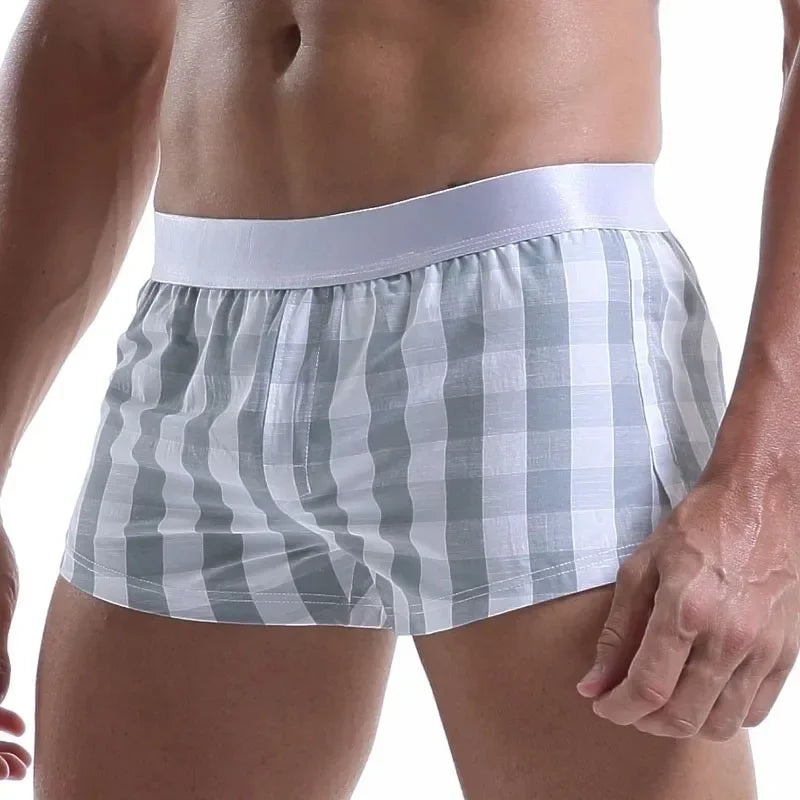 Men Cotton Boxers Shorts Loose Multicolor Male Plaid Underwear Homewear Comfortable Arrow Pants