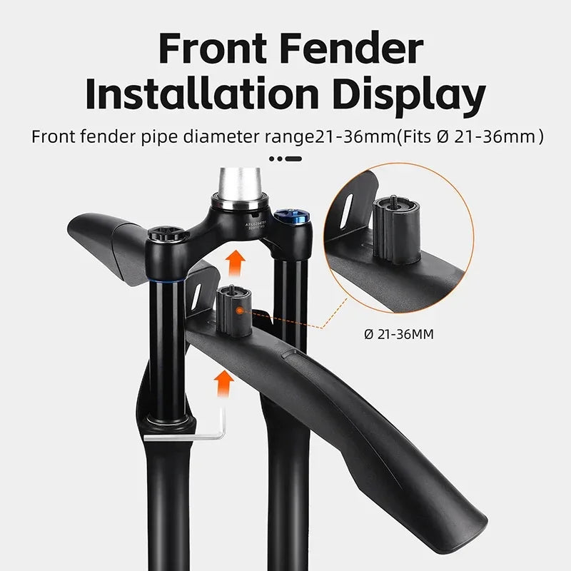 WEST BIKING Mountain Bike Fender Set Universal 29 Inch MTB Mudguard Adjustable Front and Rear Mud Flaps Bicycle Mud Protector