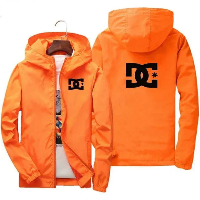 New men's hooded jacket, fashionable for outdoor use, windproof and waterproof, with zipper design, casual sports jacket