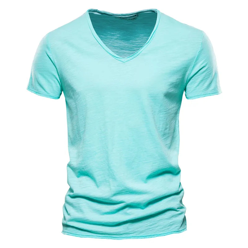 Men Fashion v-Neck t-Shirts Oversized Cotton t Shirt For Man Short Sleeve Top Tees Slim Casual Gym t Shirt Blouses Man Clothing