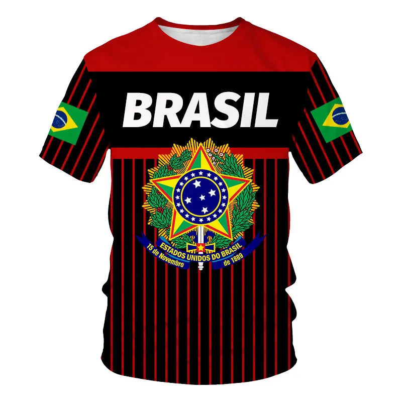 Brasil Totem Graphic T Shirt for Men 3D Printed Football Sports T-shirt Fashion Boys Streetwear Summer Quick Drying Short Sleeve