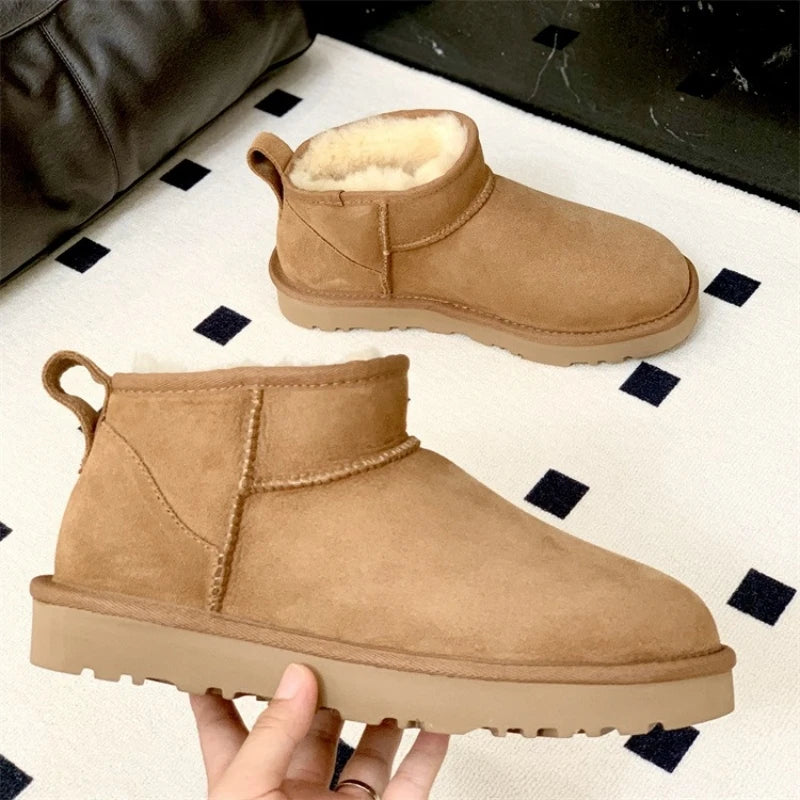 2026 New Design Winter Boots Women Super Mini Real Sheepskin Wool Comfort Warm Natural Fur Shoe Man Classic Snow Boot Size 35-44