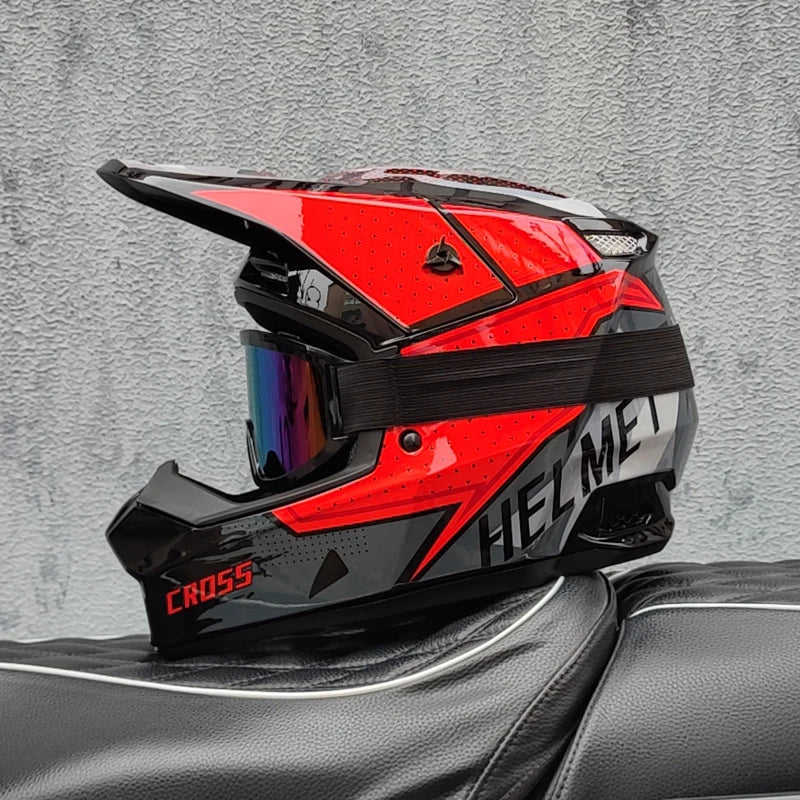 ORZ professional off-road motorcycle helmet, youth off-road full helmet, DOT approved gift of goggles, capacitors de moto