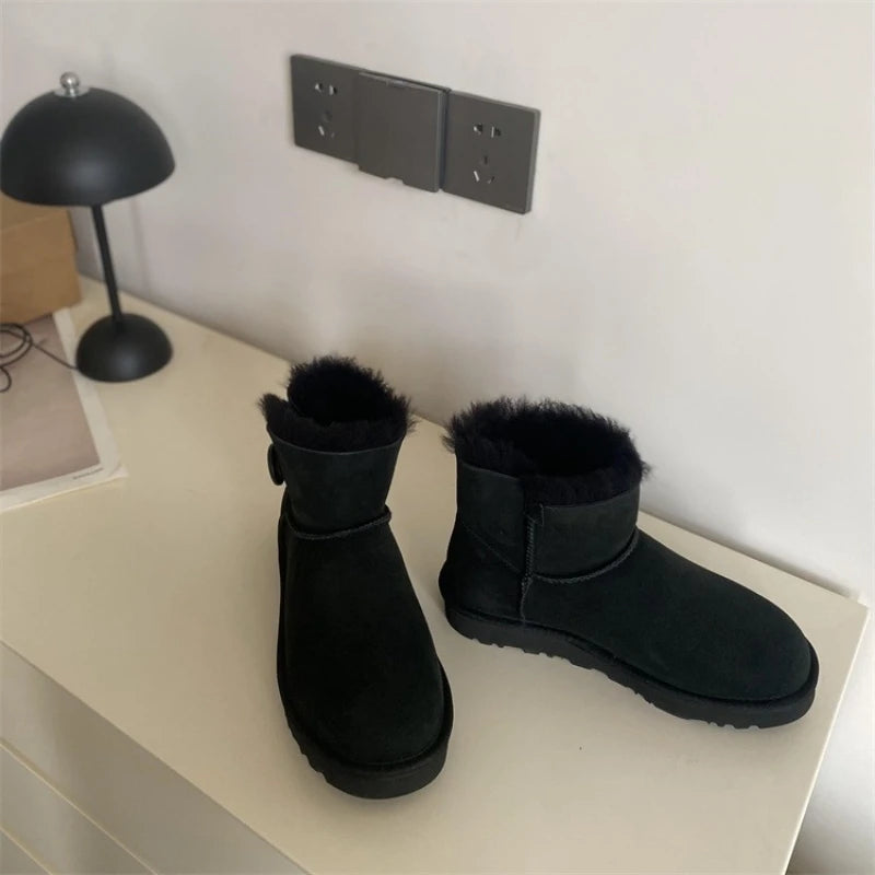 2026 New Design Winter Boots Women Super Mini Real Sheepskin Wool Comfort Warm Natural Fur Shoe Man Classic Snow Boot Size 35-44