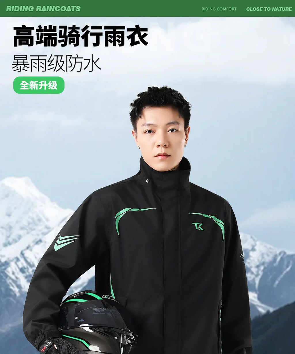 1 set Men's Motorcycle Riding Suit Raincoat Set Full Body Waterproof Outdoor Wear Adult Separate Delivery Rider Special Use