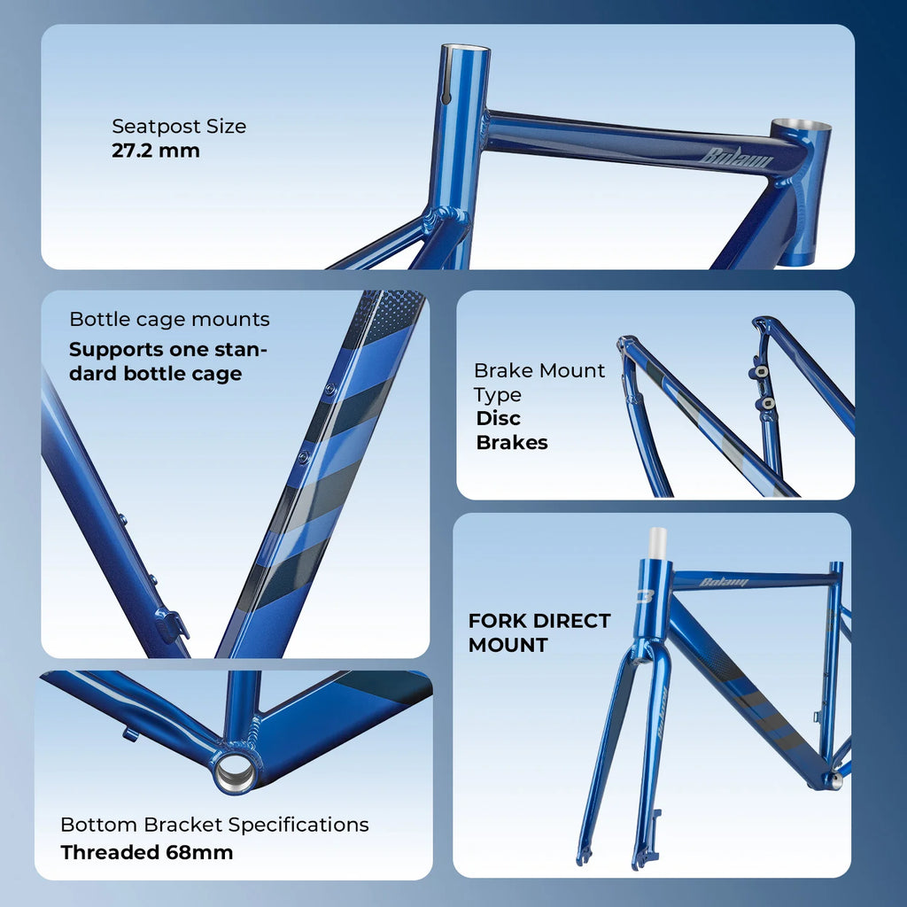 BOLANY Road Bike Frame Internal Cable Routing Disc Brake Compatible 10x135mm Quick Release Aluminum Alloy Road Bicycle Frame
