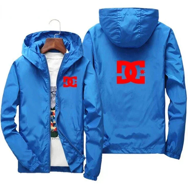 New men's hooded jacket, fashionable for outdoor use, windproof and waterproof, with zipper design, casual sports jacket