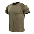 Men's Tactical T-Shirt Short Sleeve Quick Dry Breathable Lightweight Combat Tee with Shoulder Zip Pocket for Hiking Camping Tops