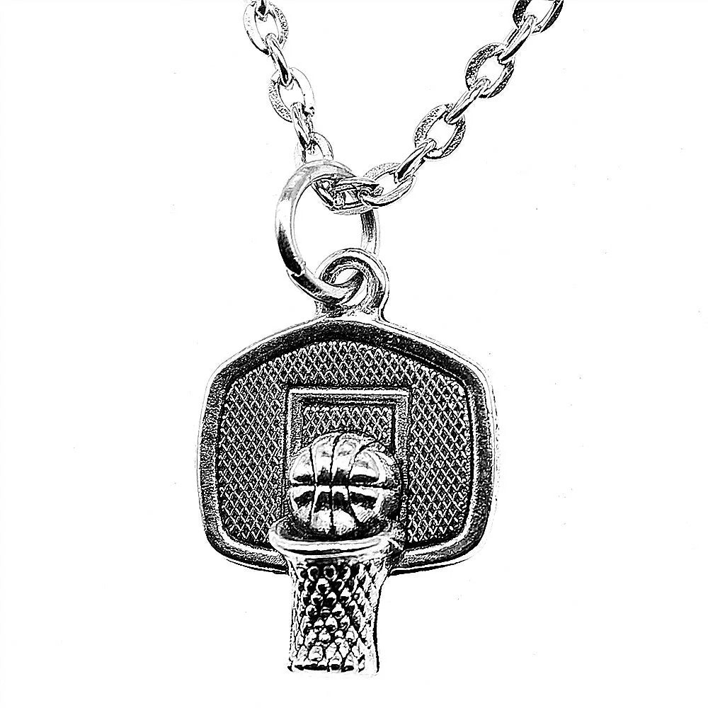 Antique Silver Color 20x15mm Basketball Pendant Necklace For Women