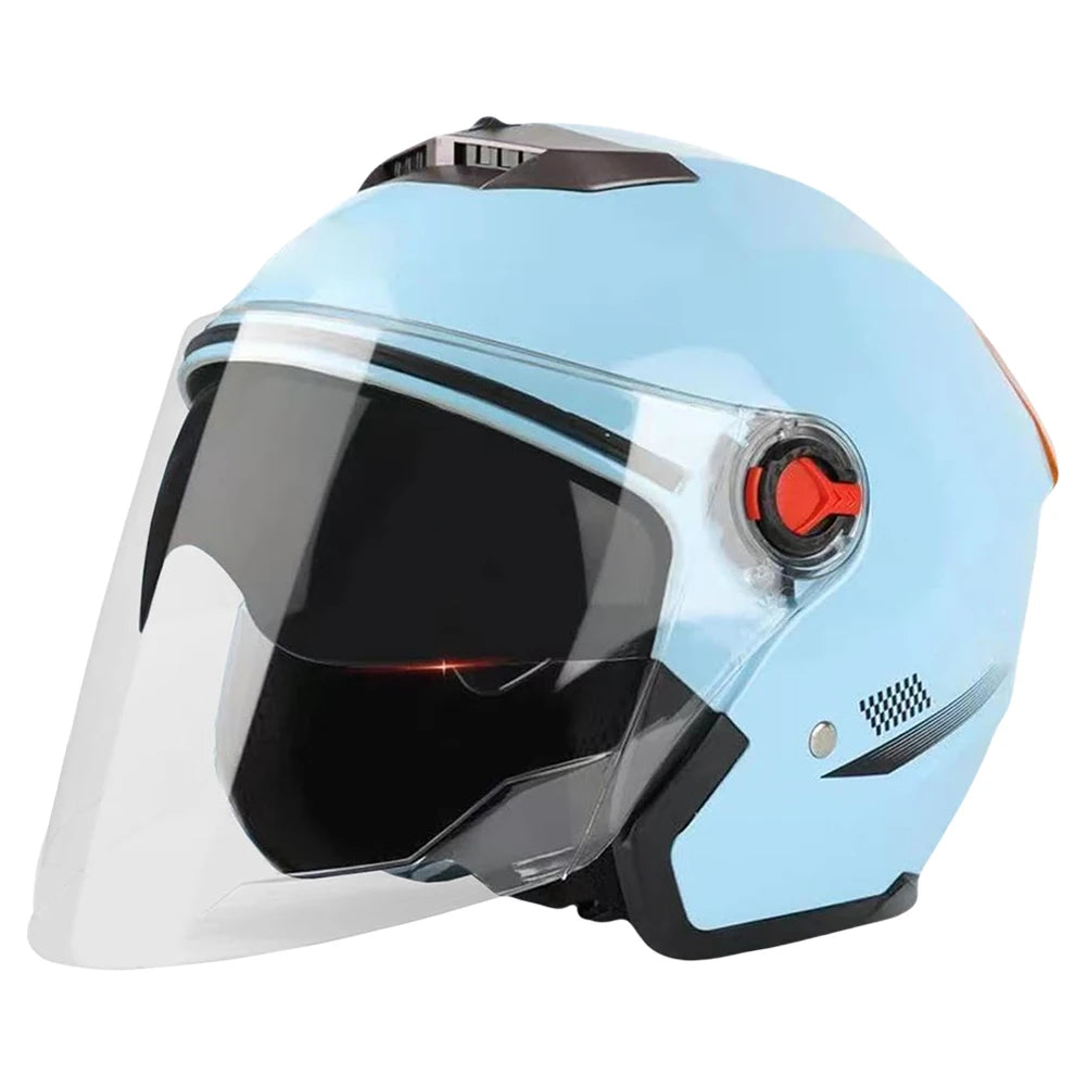 Open Face Motorcycle Helmet with Sun Visor Adult Motorcycle Helmet All Year Use Adults Semi-Open Helmet Woman Men Moto Equipment