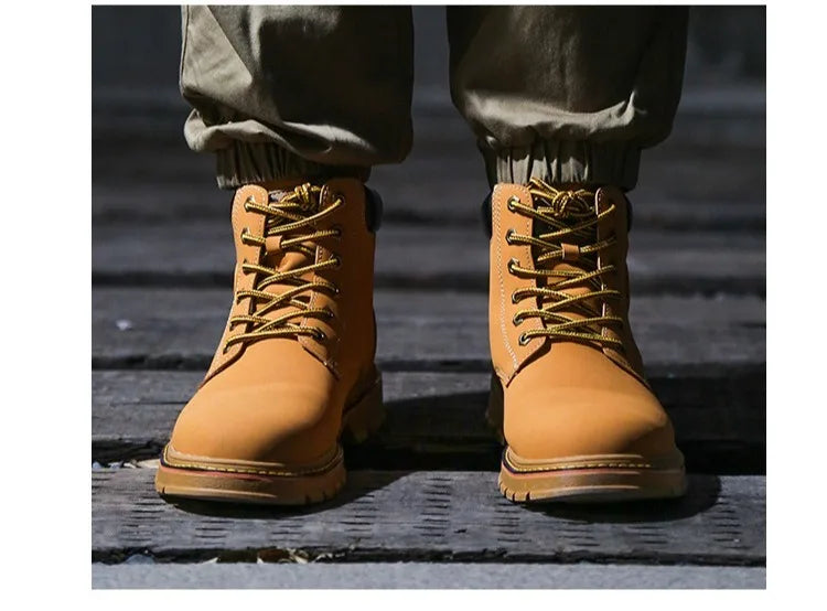 high-top Work Boots For Men Anti-smash Anti-puncture Work Shoes with Steel Toe leather safety shoes men for work waterproof shoe
