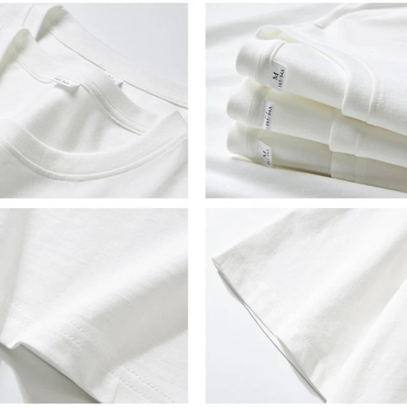 Summer Casual 100% Cotton Regular-Fit Women Crew Neck Basic White T-Shirts