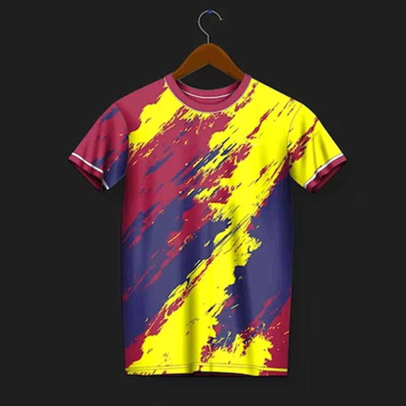 3D Printed Training Suit T-Shirt For Men Fashion Sports Pattern Tees Summer Oversized Round Neck Tops Short Sleeves T Shirts