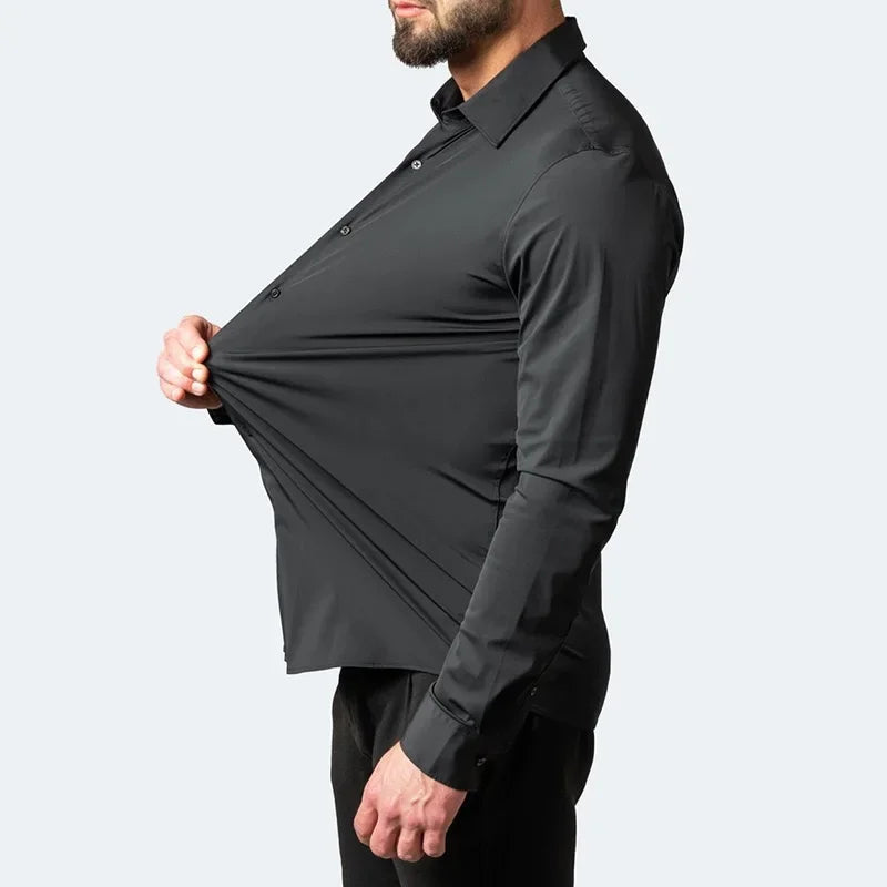 Four sided elastic shirt for men's shirt, multi-color non ironing, wrinkle resistant, simple business dress, casual shirt